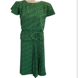 Vtg 1990s JSJ black green dress USA women’s size 6